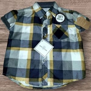 NWT-CRAFT & FLOW SHORT SLEEVE PLAID SHIRT 2 TODDLER